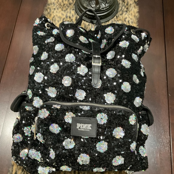 PINK BY VS SEQUINS POLKA DOT BACKPACK - Picture 4 of 9